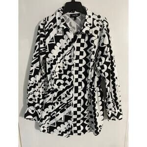 Isabel Toledo Lane Bryant button down top women’s size 20 black white abstract